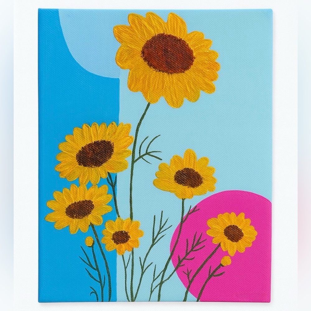 Sunflower Bliss: Vibrant Sunflower Canvas Painting- 8x10 in